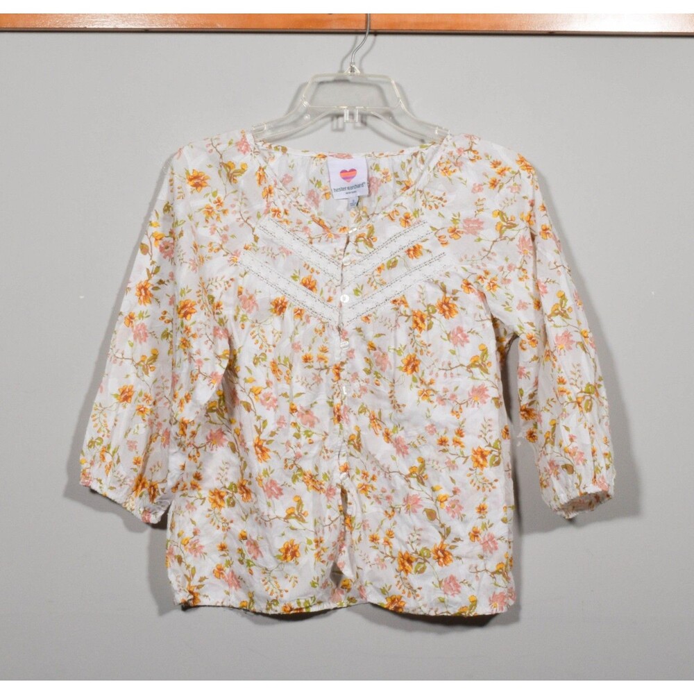 Hester & Orchard Anthropologie Harmony Cottagecore Floral Peasant Blouse Sz S - Picture 3 of 5